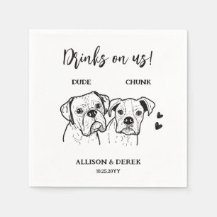 Serviette En Papier 2 Chiens Doodle Dessin Boissons sur nous Mariage