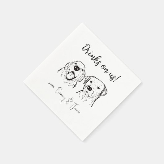 Serviette En Papier 2 Chiens Golden Retriever Boire sur nous Mariage c (Coin)