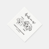 Serviette En Papier 2 Chiens Visages Croquis Animaux de compagnie Bois (Coin)