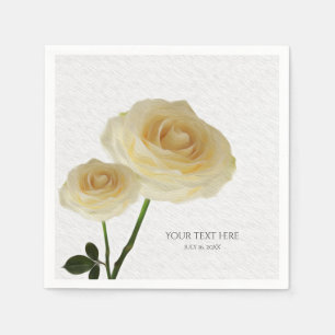 Serviette En Papier 2 Roses peints en blanc élégantes serviettes