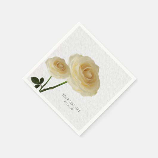 Serviette En Papier 2 Roses peints en blanc élégantes serviettes (Coin)