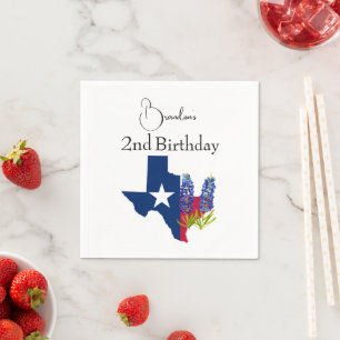 Serviette En Papier 2e anniversaire Bluebonnets Texas Floral Kids Boy