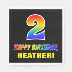 Serviette En Papier 2e anniversaire : Bold, amusant, simple, arc-en-ci