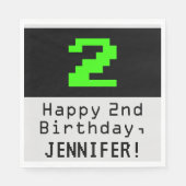 Serviette En Papier 2e anniversaire - Nerdy / Geeky Style "2" & Nom (Devant)