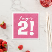 Serviette En Papier 2e anniversaire Nom personnalisé rose blanc pour l (En situation)