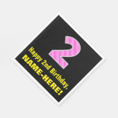 Serviette En Papier 2e anniversaire : Pink Stripes and Hearts "2" + No (Coin)