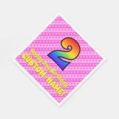 Serviette En Papier 2e anniversaire : Pink Stripes & Hearts, Rainbow # (Coin)