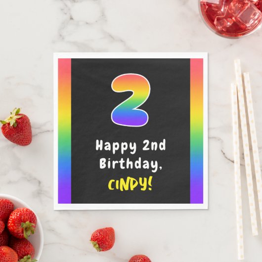 Serviette En Papier 2e anniversaire : Rainbow Spectrum # 2, Nom person (En situation)