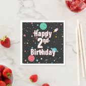 Serviette En Papier 2e anniversaire Rocket Ships et Planètes (En situation)
