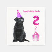 Serviette En Papier 2ème Anniversaire Chiot Thème - Mignonne Chien Ros (Devant)