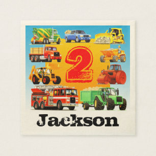 Serviette En Papier 2ème fête d'anniversaire de grands camions