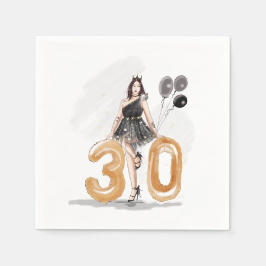 Serviette En Papier 30 ans, 30 ans heureux (Devant)