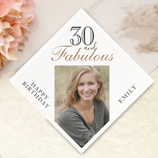 Serviette En Papier 30 et fabuleux script photo 30e anniversaire