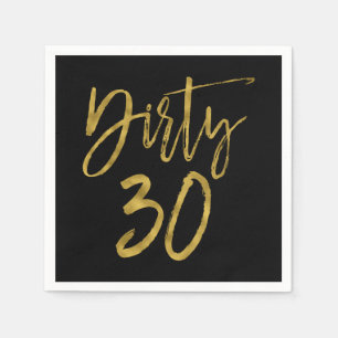Serviette En Papier 30 serviettes sales d'anniversaire de feuille d'or