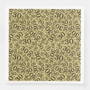Serviette En Papier 30e âge Nombre aléatoire Motif Noir/Or