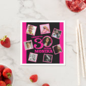 Serviette En Papier 30e anniversaire 8 photo nom rose noir (En situation)