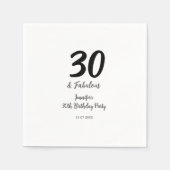 Serviette En Papier 30e anniversaire ajouter nom date année noir (Devant)