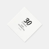 Serviette En Papier 30e anniversaire ajouter nom date année noir (Coin)