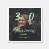 Serviette En Papier 30e anniversaire ajouter nom date année vert paste (Devant)