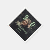 Serviette En Papier 30e anniversaire ajouter nom date année vert paste (Coin)