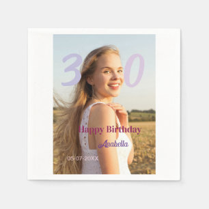 Serviette En Papier 30e anniversaire ajouter nom date année VIOLET ROS