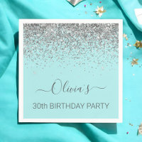 30e anniversaire Aqua Blue Turquoise Silver Partie