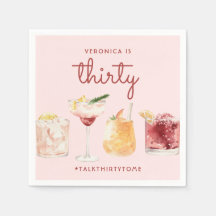30e anniversaire Aquarelle Cocktail Serviettes
