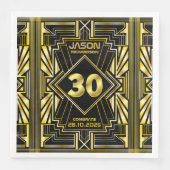 Serviette En Papier 30e anniversaire Art Déco Gold Black Great Gatsby (Devant)