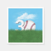 Serviette En Papier 30e Anniversaire Baseball En Herbe Verte (Devant)
