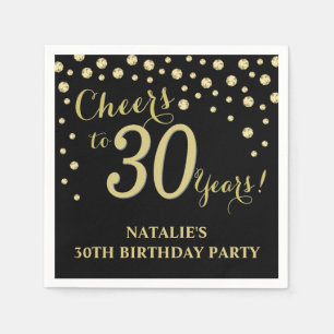 Serviette En Papier 30e anniversaire Black and Gold Diamond Napkins