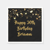 Serviette En Papier 30e anniversaire Black Gold moderne étoiles Nom (Devant)