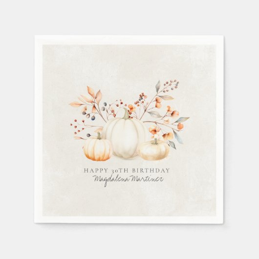 Serviette En Papier 30e anniversaire blanc Citrouille automne Leaves p (Devant)