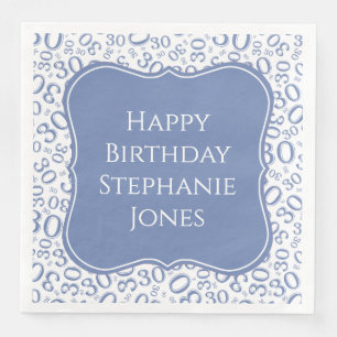 Serviette En Papier 30e anniversaire bleu Random Motif 30