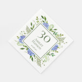Serviette En Papier 30e anniversaire Blue Hydrangeas (Coin)