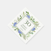 Serviette En Papier 30e anniversaire Blue Hydrangeas (Coin)
