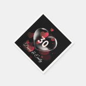 Serviette En Papier 30e Anniversaire Bulle cardiaque avec Coeurs rouge (Coin)