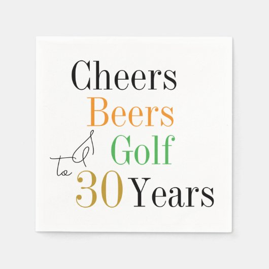 Serviette En Papier 30e anniversaire Cheers and Beers Golf Party (Devant)