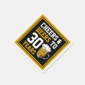 Serviette En Papier 30e anniversaire Cheers & Bières à 30 ans (Coin)