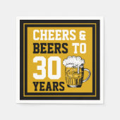 Serviette En Papier 30e anniversaire Cheers & Bières à 30 ans (Devant)