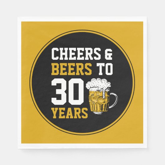 Serviette En Papier 30e anniversaire Cheers & Bières à 30 ans (Devant)