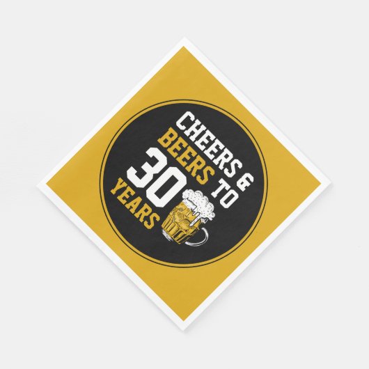 Serviette En Papier 30e anniversaire Cheers & Bières à 30 ans (Coin)