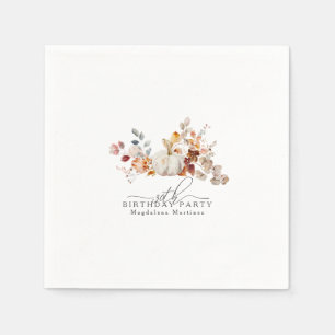 Serviette En Papier 30e anniversaire Citrouille blanc automne fleurs s