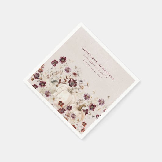 Serviette En Papier 30e anniversaire Citrouille Fleur sauvage personna (Coin)