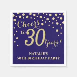 Serviette En Papier 30e anniversaire de la fête Marine Bleu et Diamant