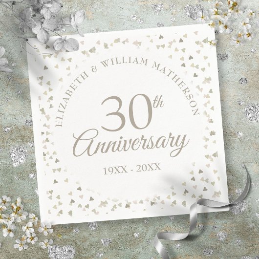 Serviette En Papier 30e anniversaire de Mariage Amour Coeurs Confetti