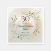 Serviette En Papier 30e anniversaire de Mariage Aquarelle vert perle (Devant)