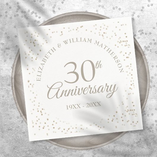 Serviette En Papier 30e anniversaire de Mariage Chic Pearl Confetti