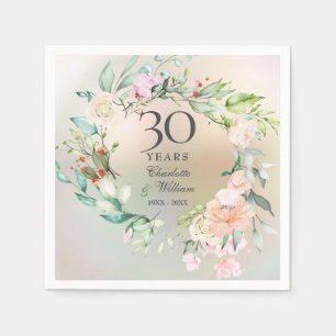 Serviette En Papier 30e anniversaire de Mariage Roses Garland Pearl