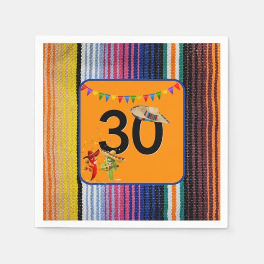 Serviette En Papier 30e anniversaire fête Design mexicain (Devant)