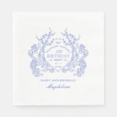 Serviette En Papier 30e anniversaire Français Blue Floral Crest Custom (Devant)